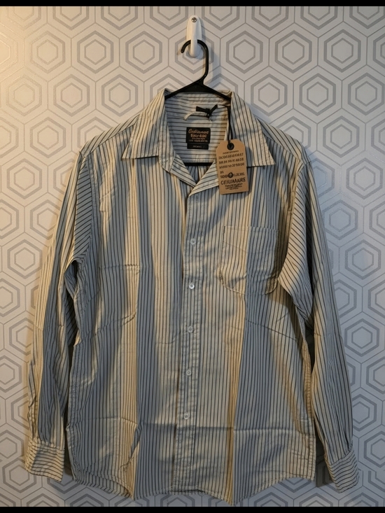 Other - Civilization Casual Stripe Button-Up Shirt - Cream & Black